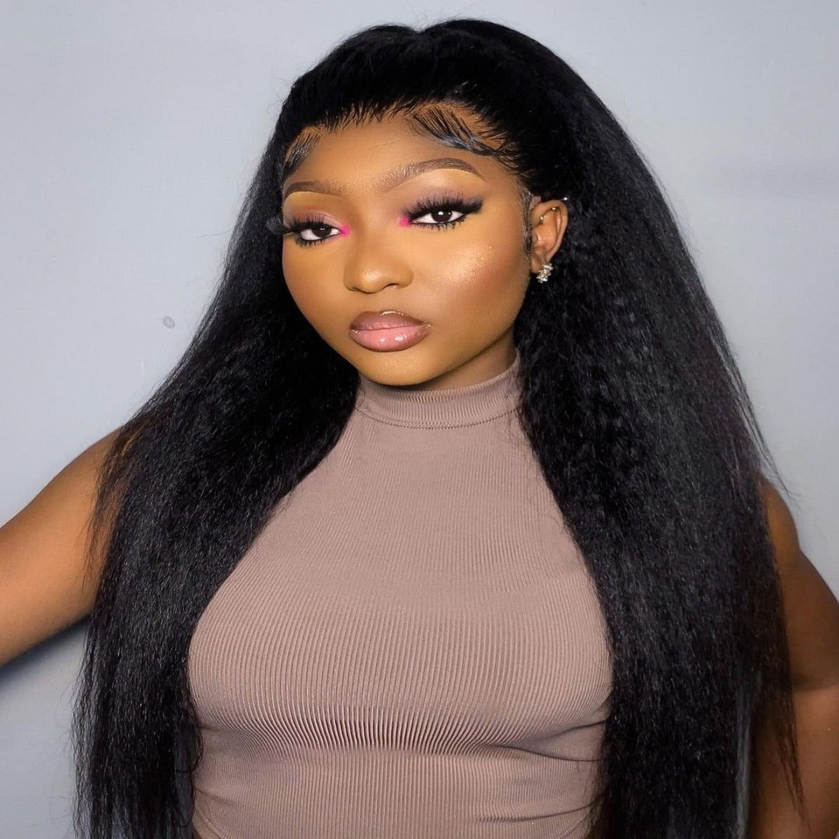 13X4 HD Lace Kinky Straight High 180%, 200% Density Closure Wig