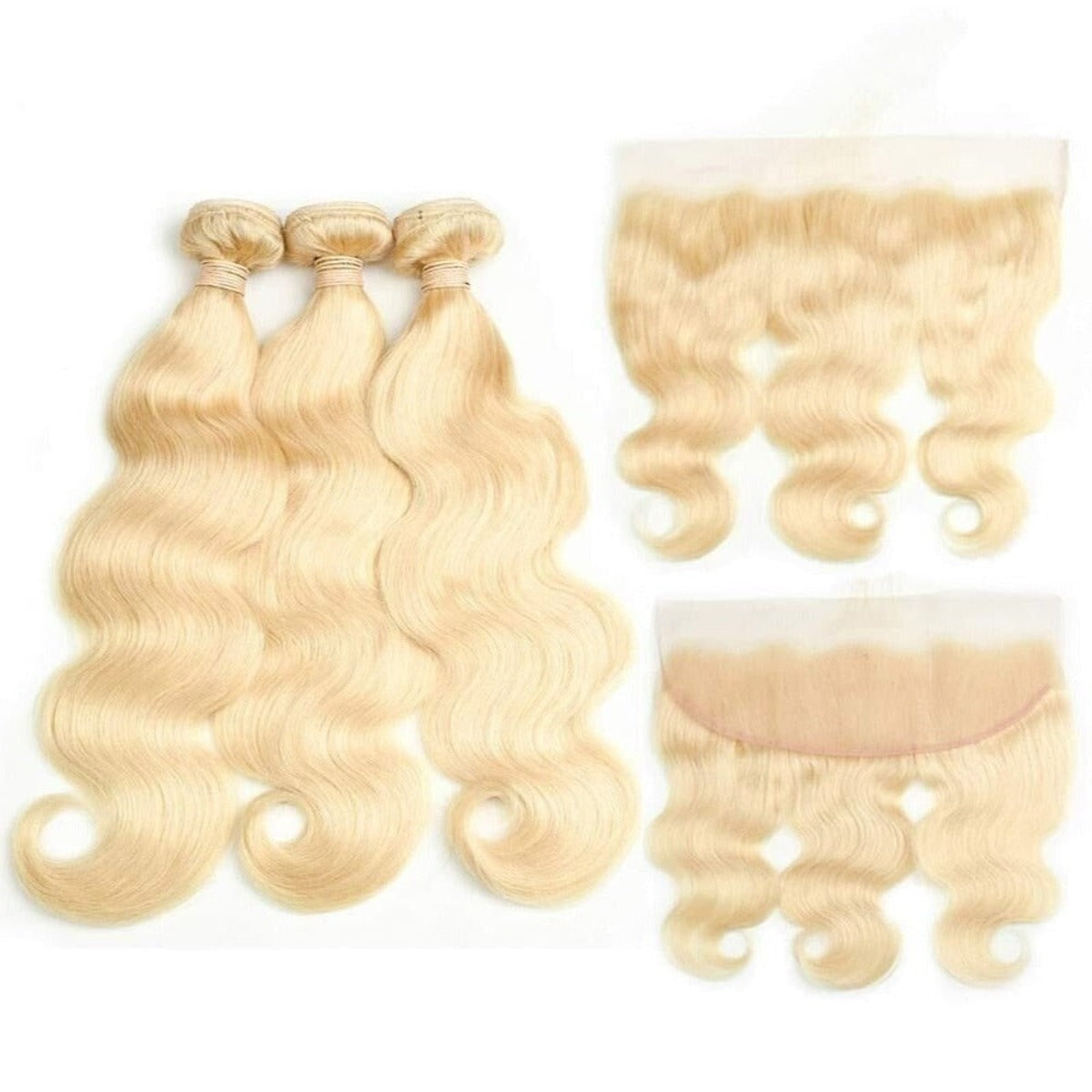 #613 Blonde Body Wave Virgin Hair Bundles with Frontal