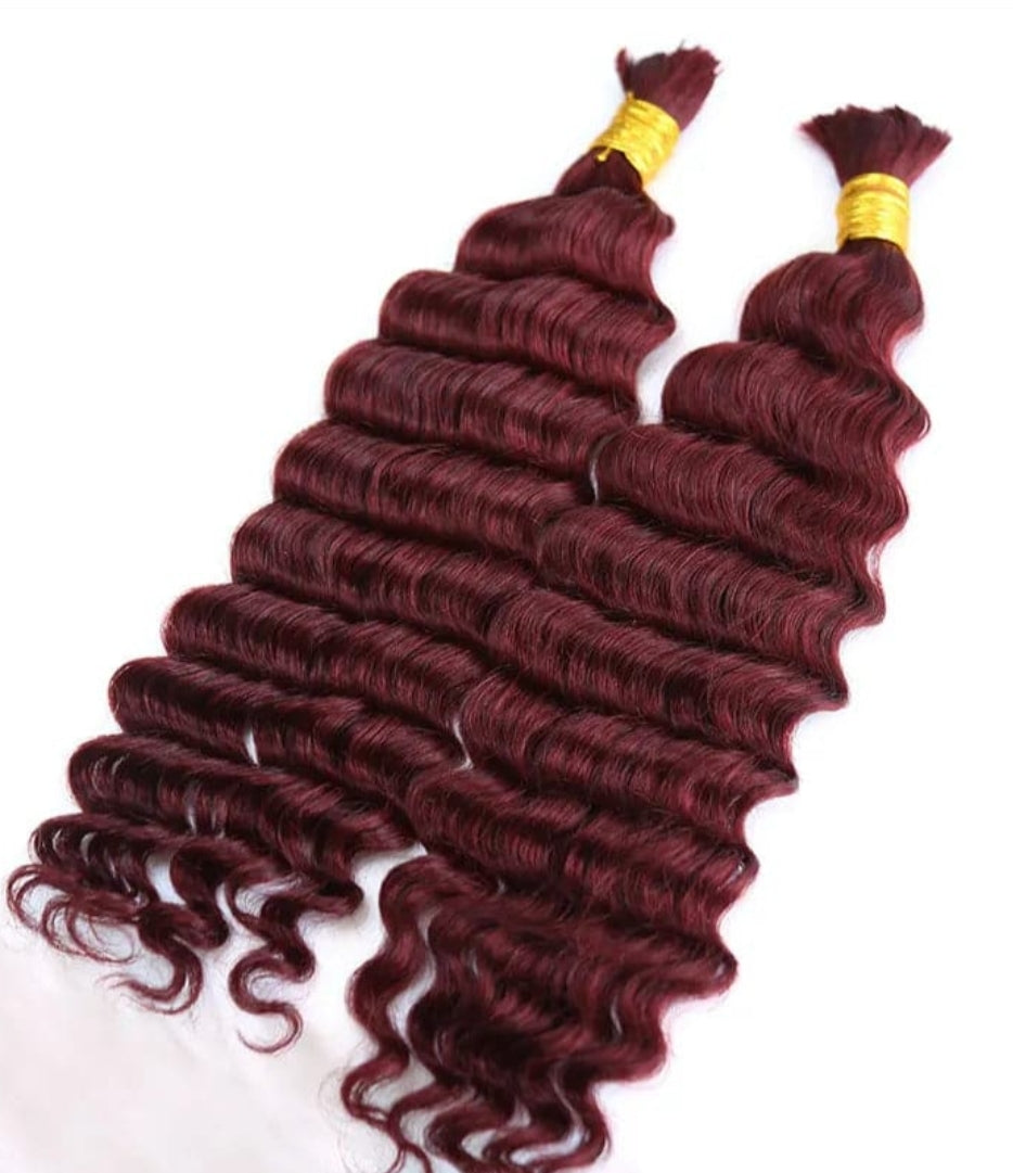 #99J Deep Wave Braid Bulk Human Hair Extensions 100g