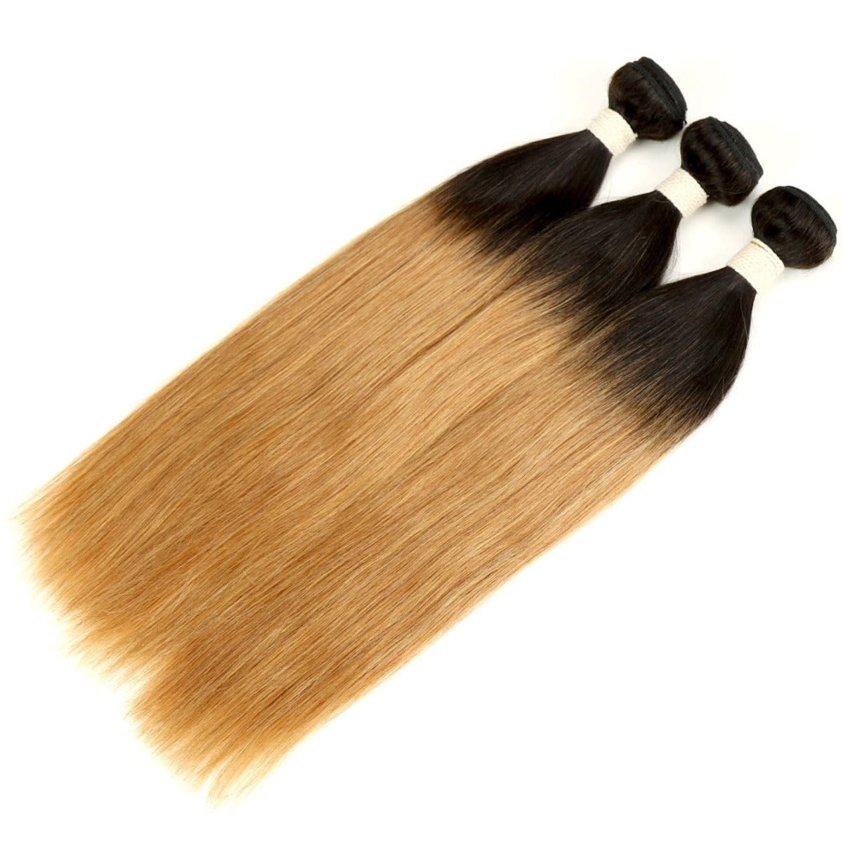 Straight Virgin Hair Bundles with Closure #1B/27