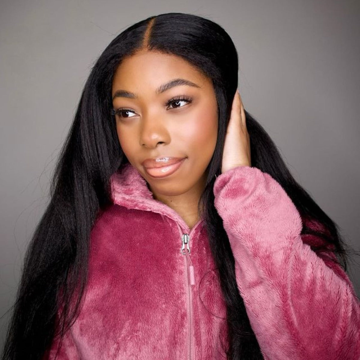 4X4 Kinky Straight High 200 % Density Lace Closure Wig