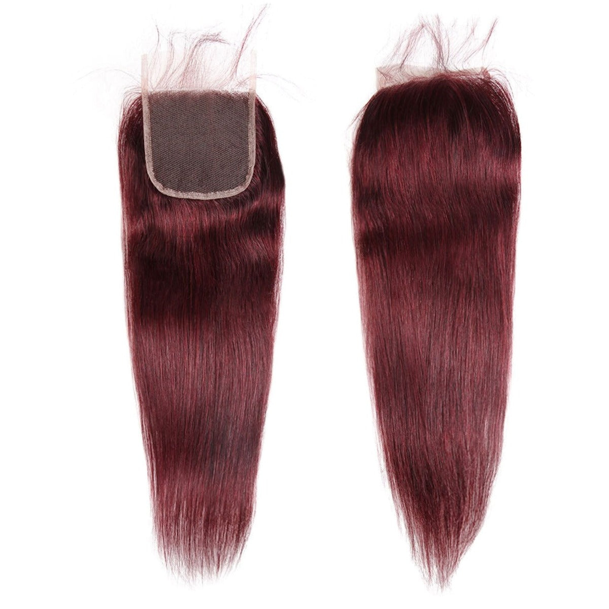 Straight Virgin Hair Bundles with Closure Burgundy