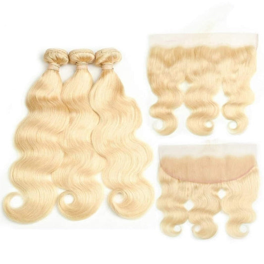 #613 Blonde Body Wave Virgin Hair Bundles with Frontal