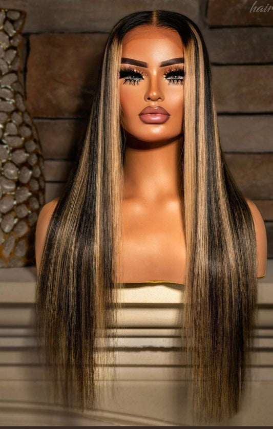 #1B/27 5x5 Glueless Lace Frontal Straight Highlight Wig