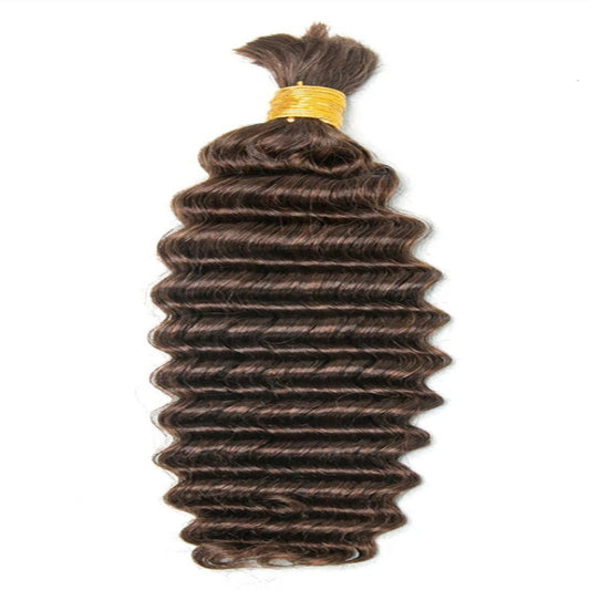 #4 Dark Brown Deep Wave Braid Bulk Human Hair Extensions  100g
