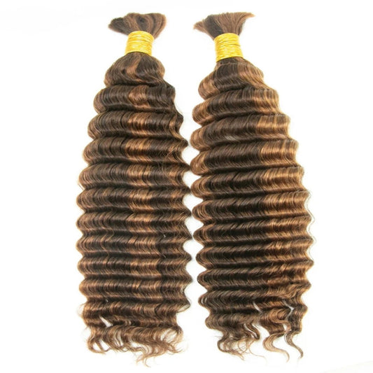 #4/27 Deep Wave Braid Bulk Human Hair Extensions  100g