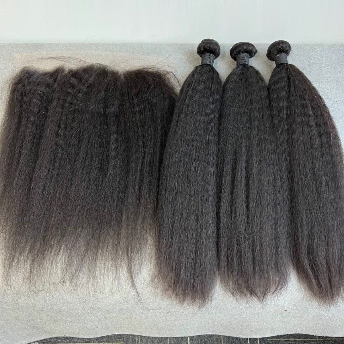 Kinky Straight Virgin Hair Bundles with Frontal