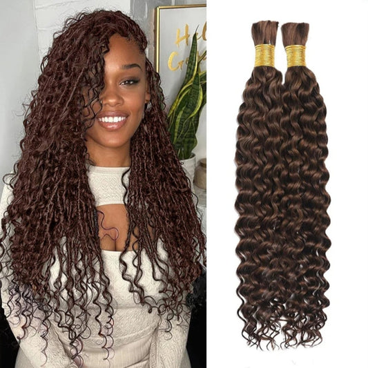 #4 Dark Brown Water Wave Braid Bulk Human Hair Extensions  100g