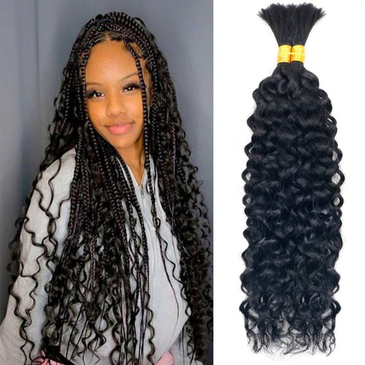 Water Wave Braid Bulk Human Hair Extensions  100g