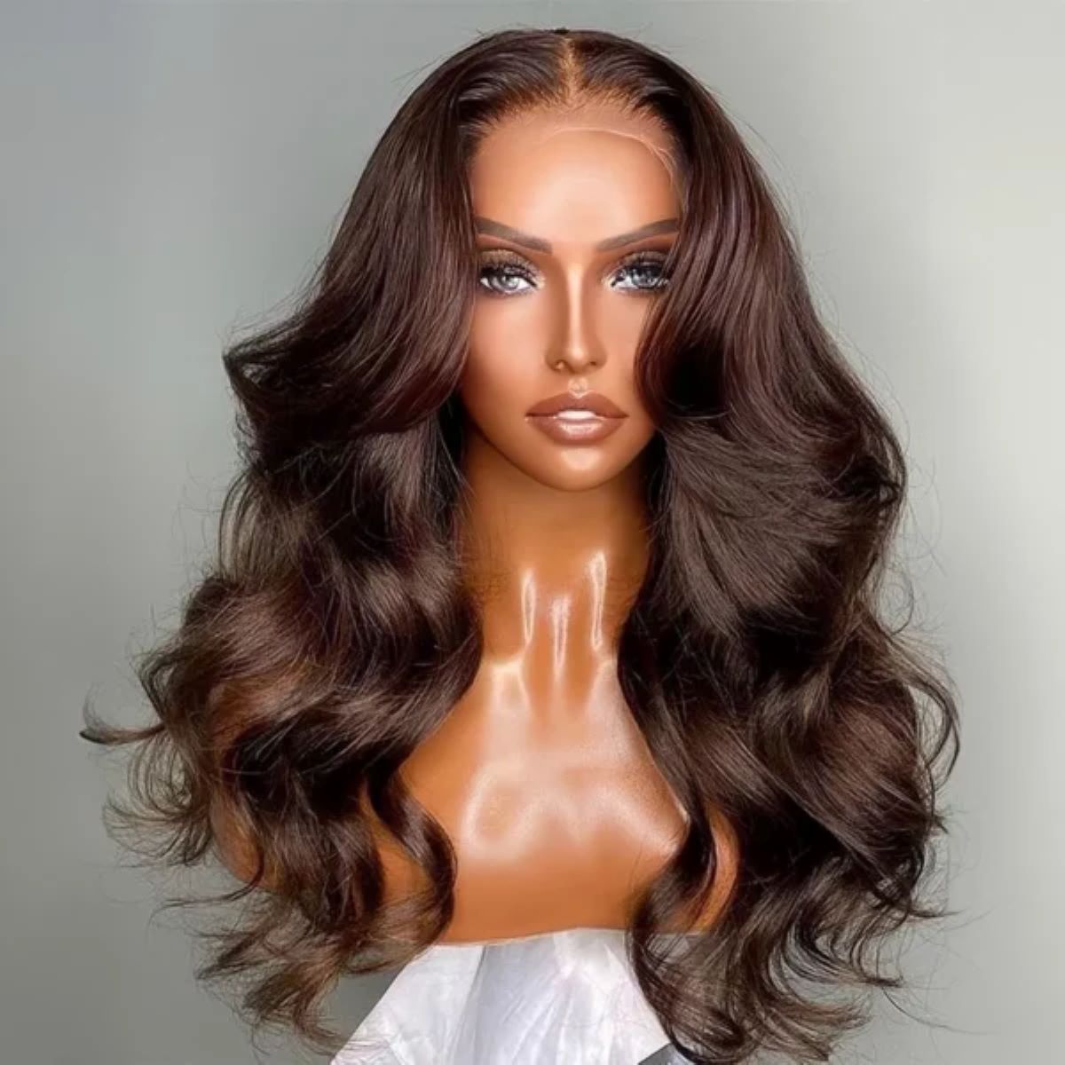 4 Dark Brown Body Wave Glueless Lace Front Human Hair Wig