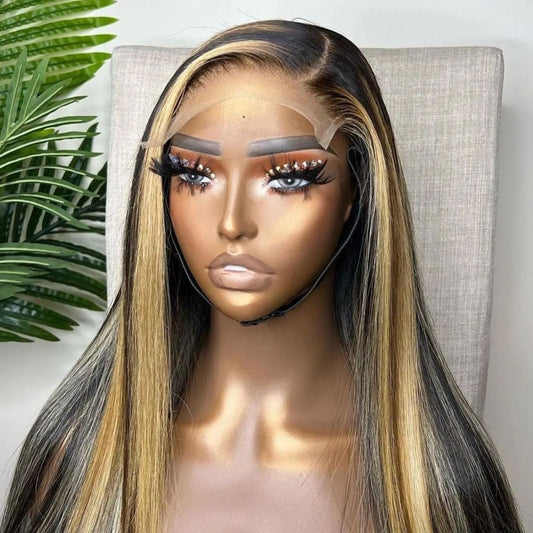 #1B/27 5x5 Glueless Lace Frontal Straight Highlight Wig