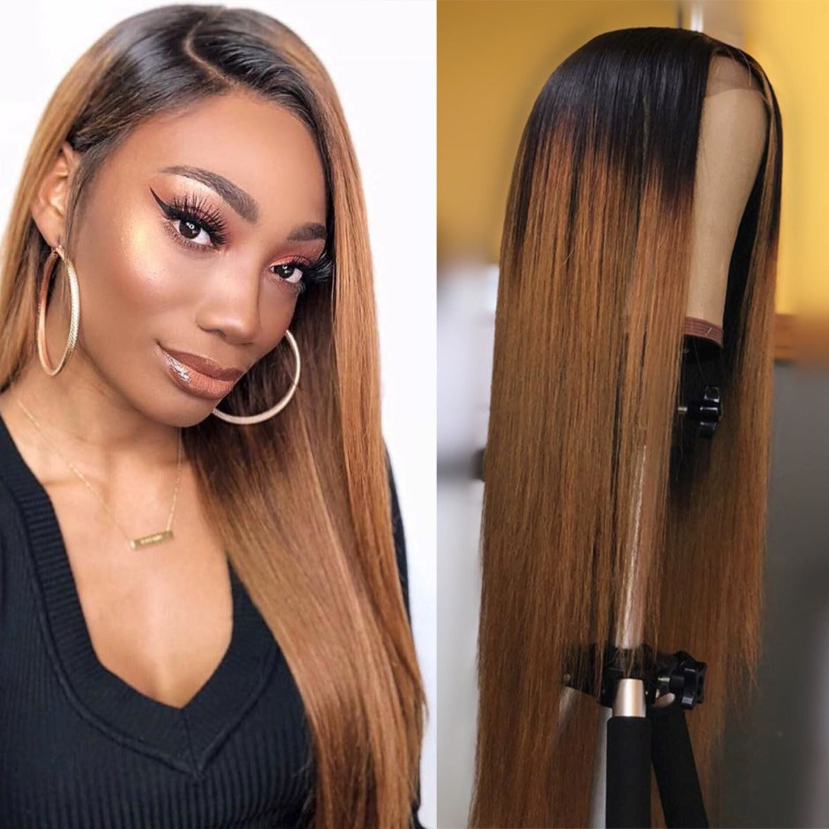 13x4 Ombre Straight Human hair wig