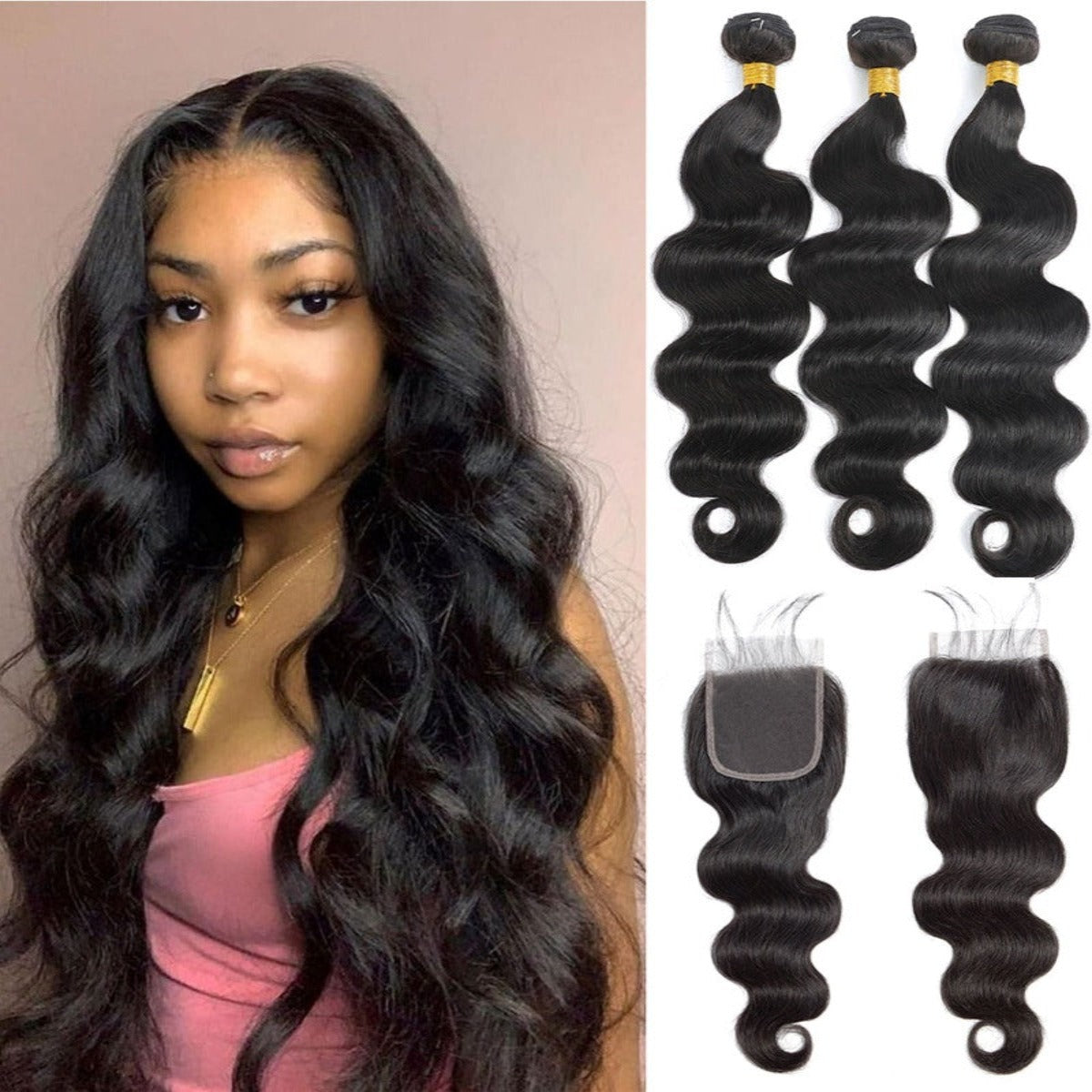 Body Wave Virgin Hair Bundles with Closure