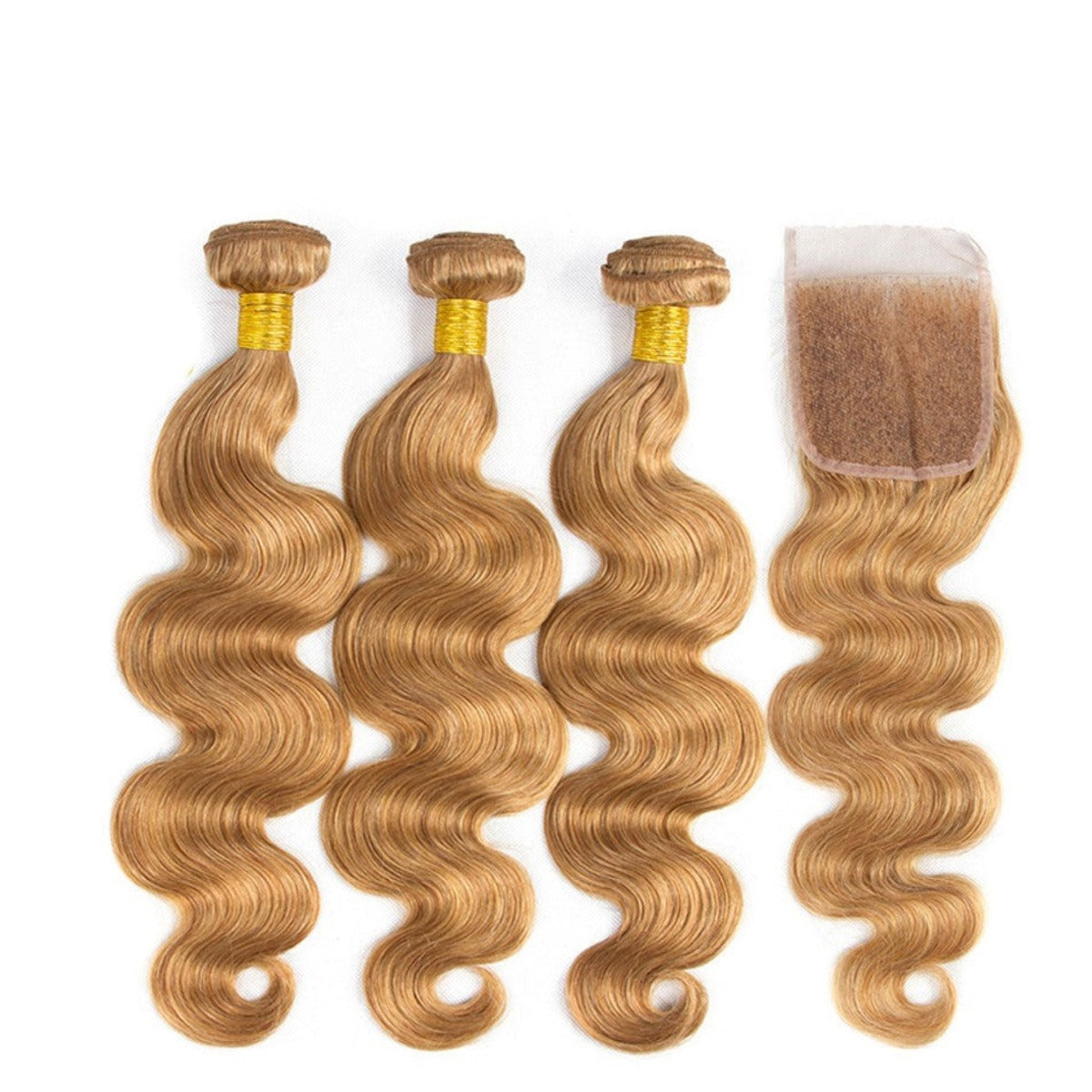 Body Wave Virgin Hair Bundles with closure #27 Dark Blonde