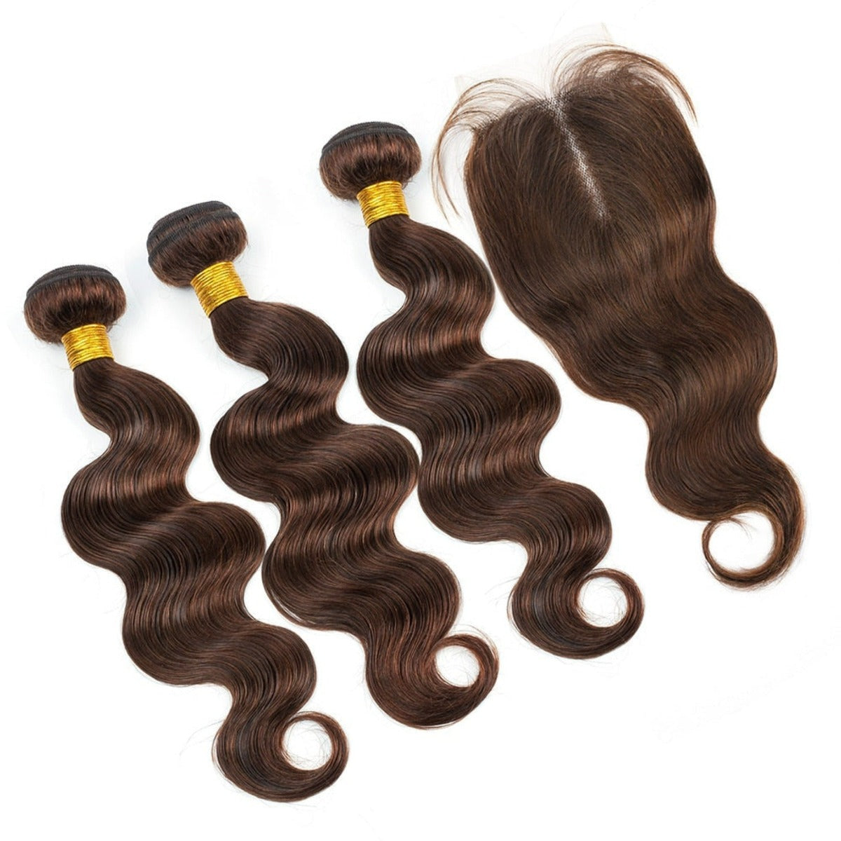 Body Wave Virgin Hair Bundles with Closure Caramel Brown