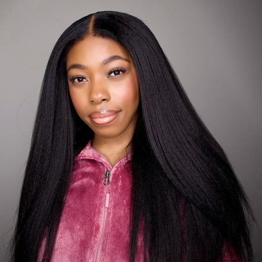 4X4 Kinky Straight High 200 % Density Lace Closure Wig