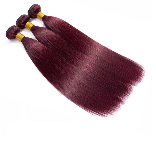 Straight Virgin Hair Bundles with Closure Burgundy