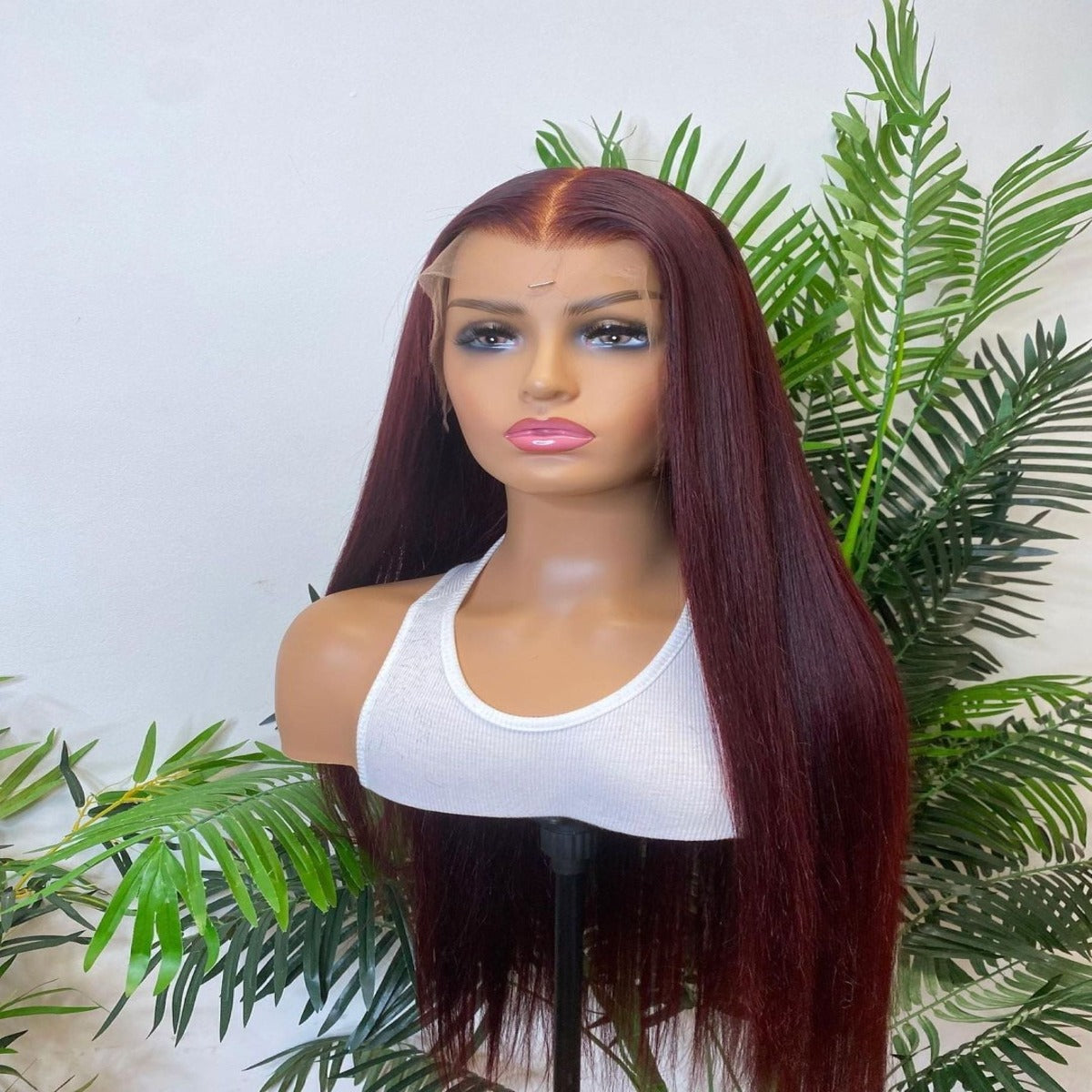 99J Burgundy Straight Human Hair 13x4 Lace Frontal Wig