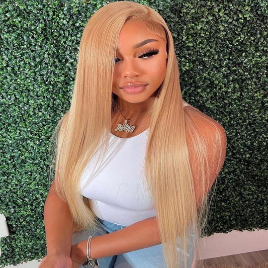 Honey Blonde Straight 13X4 Lace Frontal Human Hair Wig